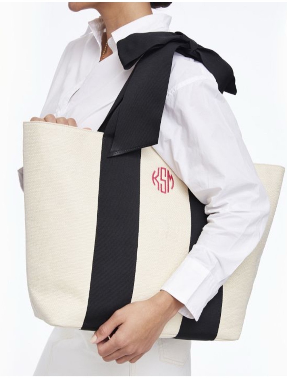 New Mark and Graham Black Ribbon Bow Tote - Picture 6 of 6